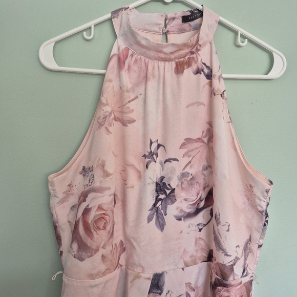 Suzy Shier Women's Romantic Feminine Pink Floral Halter Rose Dress Size M - Picture 3 of 9